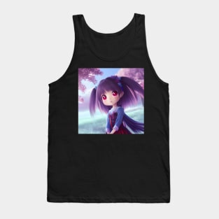 Beaux Animes Kawaii Art Cute Girl with a beautiful dress Illustration Design Tank Top